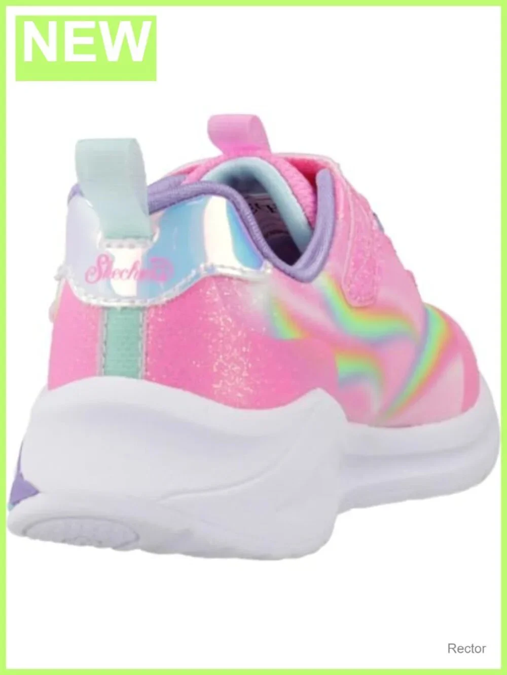 Girls Light Up Unicorn Sneakers with Glittery Rainbow Finish